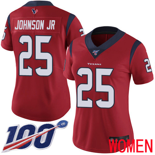 Houston Texans Limited Red Women Duke Johnson Jr Alternate Jersey NFL Football #25 100th Season Vapor Untouchable
